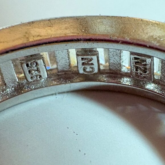 VTG Solid Sterling Silver 925 Cubic Zirconia Channel Set Band Ring Size 6.75 - Picture 9 of 10